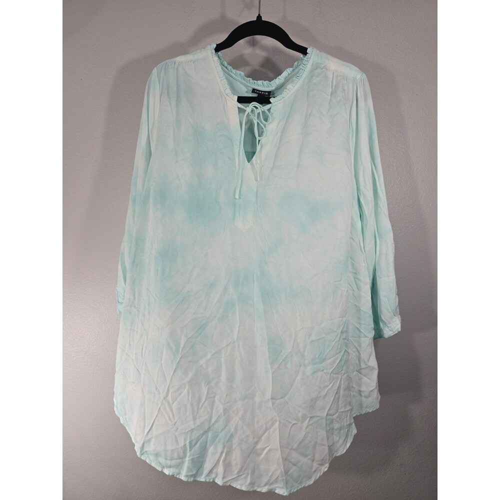 Torrid Aqua Tie-Dye Twill Peasant Blouse Size 2 2X NWT Boho Festival Resort BF